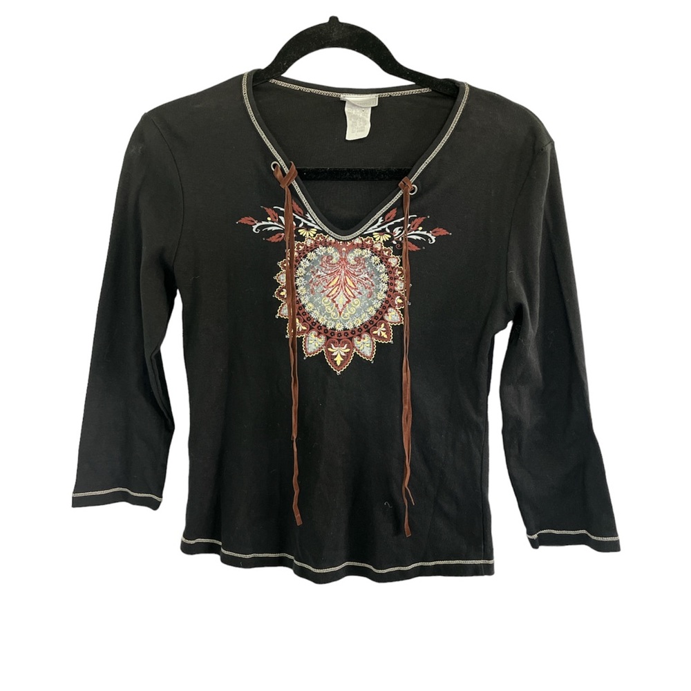 y2k vneck top with suede details
